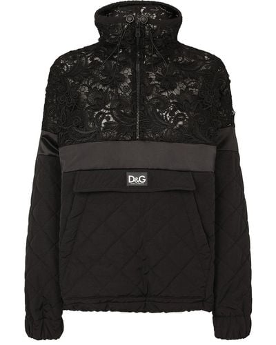 Dolce & Gabbana Floral-lace Panel Sweater - Black