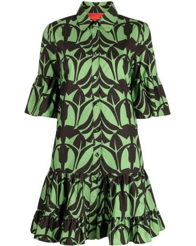 La DoubleJ Robe-chemise Choux à imprimé graphique - Vert