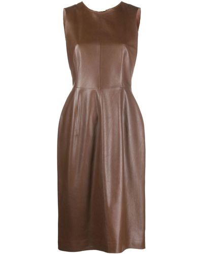 DESA NINETEENSEVENTYTWO Leather Midi Dress - Brown