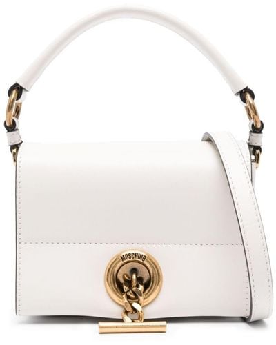 Moschino Logo-debossed Leather Tote Bag - White