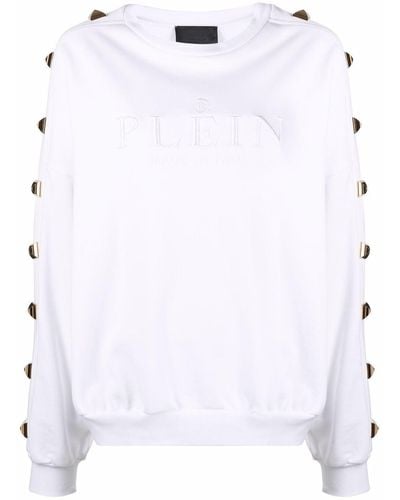 Philipp Plein Studded Cotton Sweatshirt - White