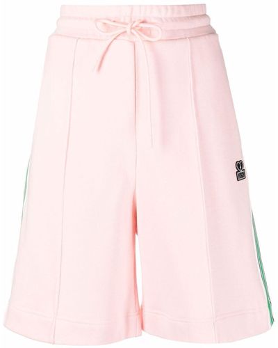 MSGM Tape-detail Flared Track Shorts - Pink