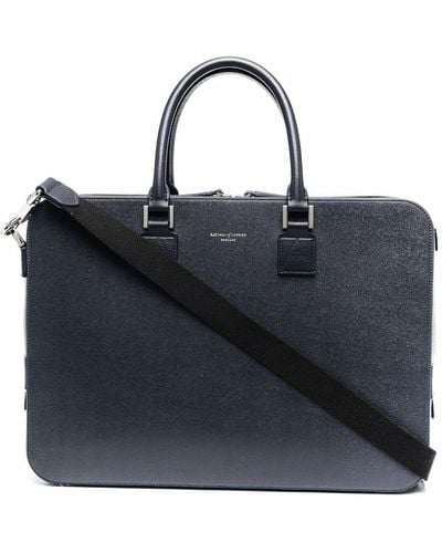 Aspinal of London Small Mount Street Briefcase - Blue