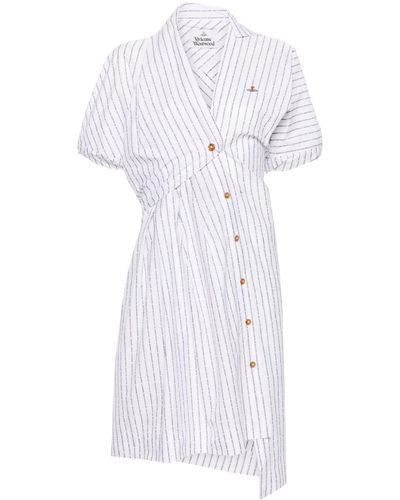Vivienne Westwood Vestido asimétrico con rayas del logo - Blanco