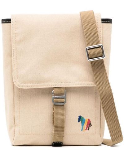 PS by Paul Smith Zebra-embroidered Canvas Messenger Bag - Natural