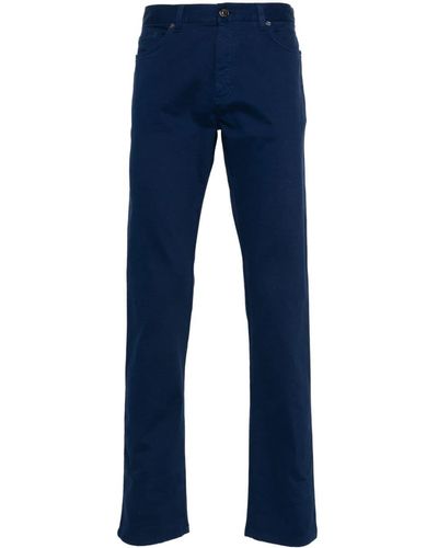 Zegna Cotton Straight-leg Trousers - Blue