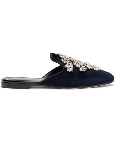 Giuseppe Zanotti Elsa Crystal Velvet Mules - Blue