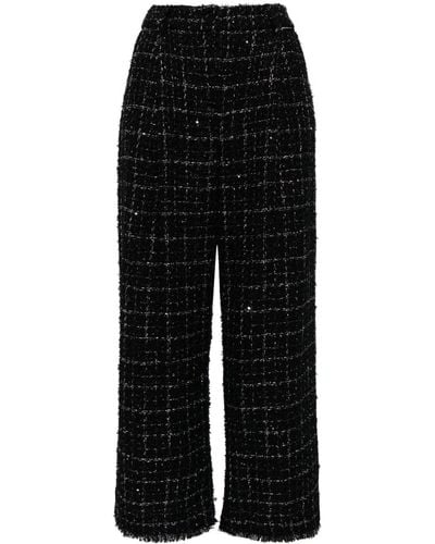 Karl Lagerfeld Pantalon en tweed à coupe ample - Noir