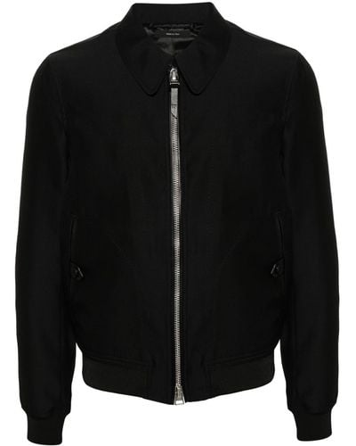 Tom Ford スプレッドカラー ジップ シャツジャケット - ブラック