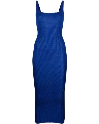 a. roege hove Emma Ribbed-knit Midi Dress - Blue