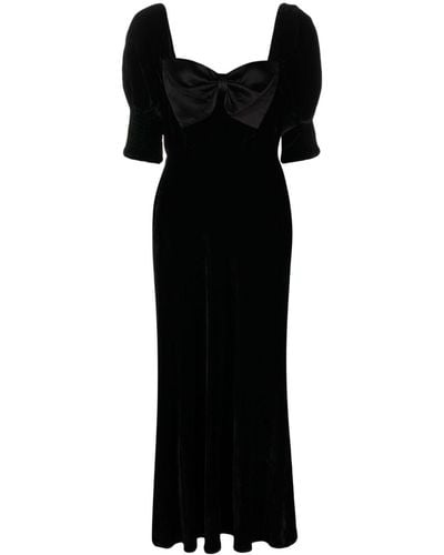 RIXO London Bow-detail Short-sleeve Maxi Dress - Black