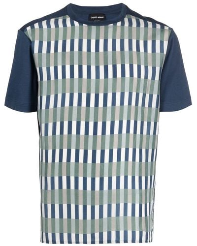 Giorgio Armani ストライプ Tシャツ - ブルー