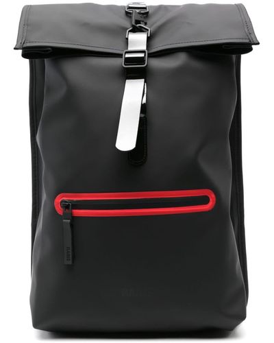 Rains Rolltop Rucksack Contrast Backpack - Black