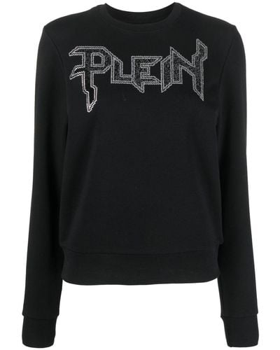 Philipp Plein T-shirt à logo appliqué LS Crystal - Noir