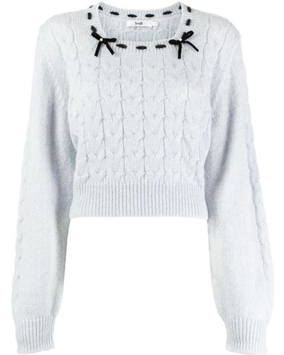 B+ AB Bow-detail Cable-knit Jumper - Blue