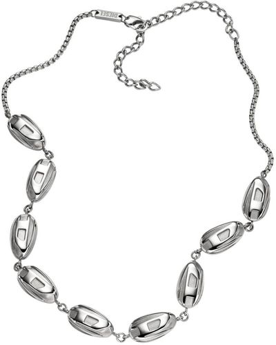 DIESEL Logo-charms Necklace - Metallic