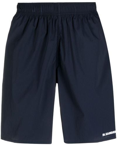 Jil Sander Embroidered-logo Swim Shorts - Blue