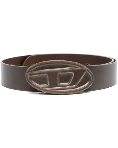 DIESEL 1dr Logo-buckle Leather Belt - Brown
