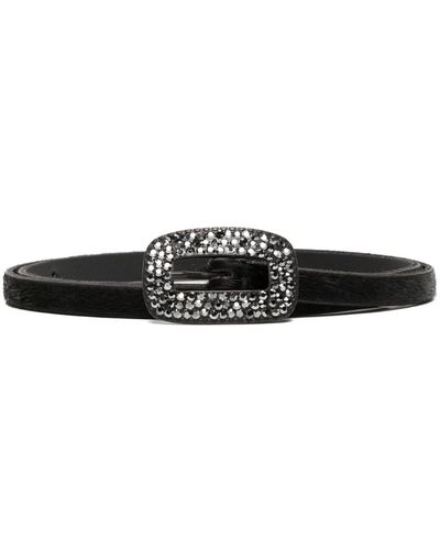 Madison Maison Crystal-embellished Buckle Belt - Black