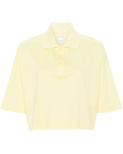 Bottega Veneta Piqué-weave Cropped Polo Shirt - Geel
