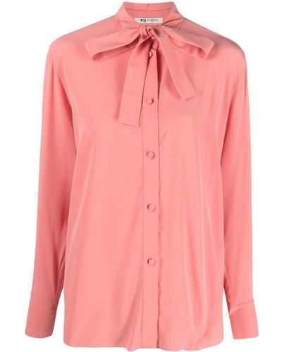 Ports 1961 Front-tie Silk Shirt - Pink