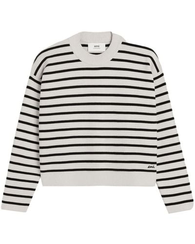 Ami Paris Horizontal-stripe Sweater - White