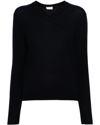 Saint Laurent V-neck Knitted Sweater - Black