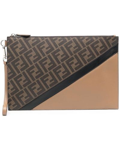 Fendi Clutch Met Monogramprint - Grijs