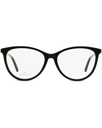 Swarovski 5396 クリスタル オーバル眼鏡フレーム - ブラック