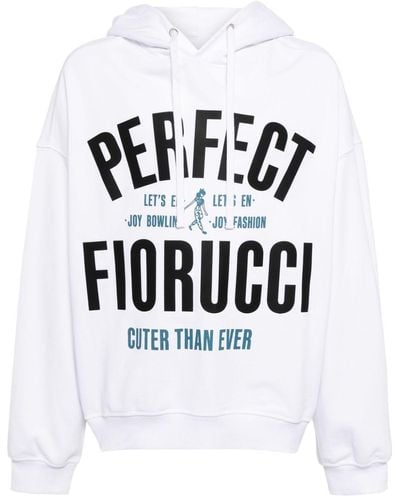 Fiorucci Perfect -print Cotton Hoodie - White