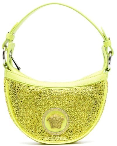Versace Schultertasche mit Kristallen - Gelb
