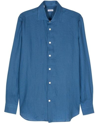 Kiton Hemd aus Leinen - Blau