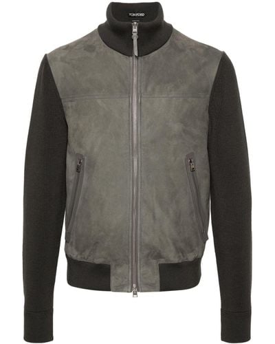 Tom Ford Suede-panel Zipped Jacket - Gray