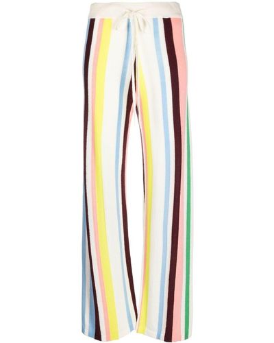 Chinti & Parker Stripe Pattern Wide Leg Trousers - Blue