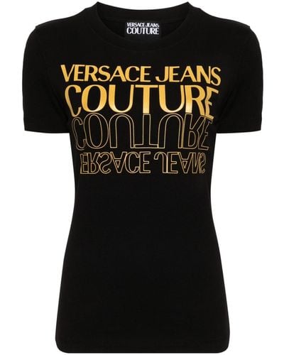 Versace Jeans Couture T-Shirt mit Upside Down-Logo - Schwarz
