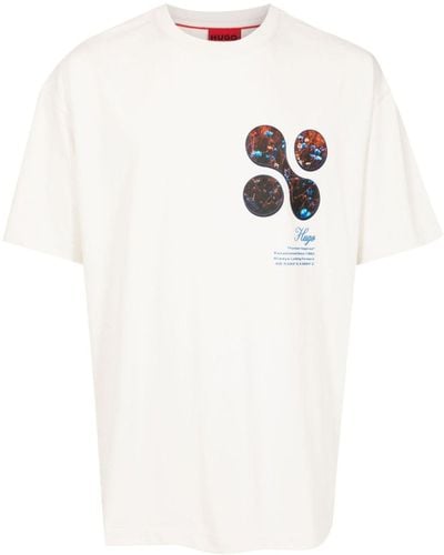 HUGO Camiseta con estampado gráfico - Blanco