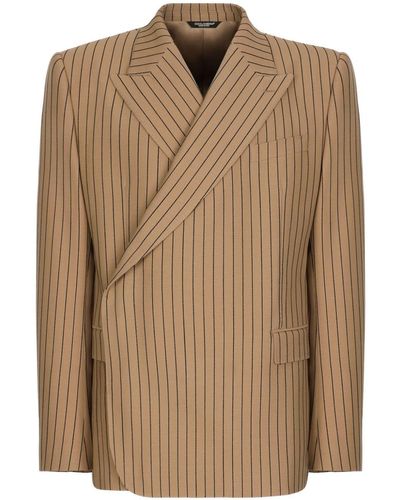 Dolce & Gabbana Pinstripe-pattern Wool Blazer - Brown