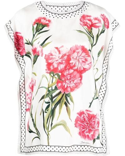Dolce & Gabbana Blouse Met Bloemenprint - Roze