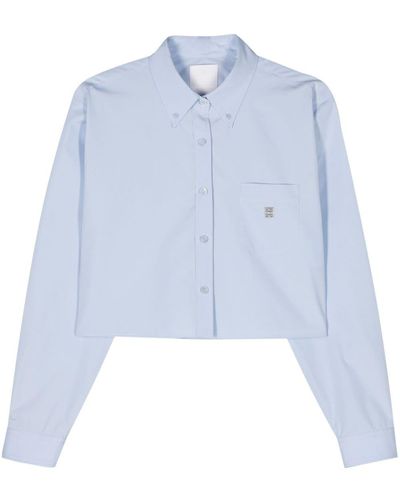 Givenchy Camisa corta con placa del logo - Azul
