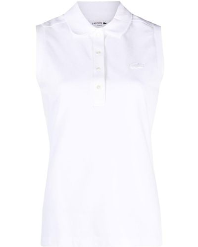 Lacoste Sleeveless Cotton Polo Shirt - White