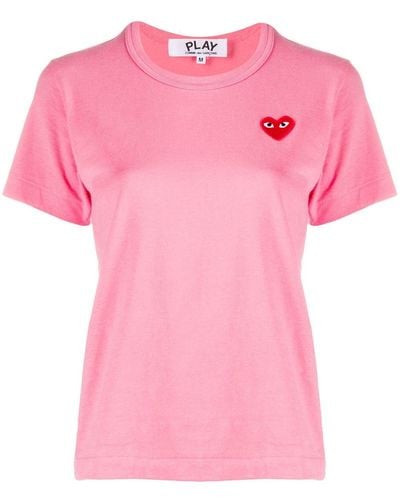 COMME DES GARÇONS PLAY Heart-print Crew Neck T-shirt - Pink