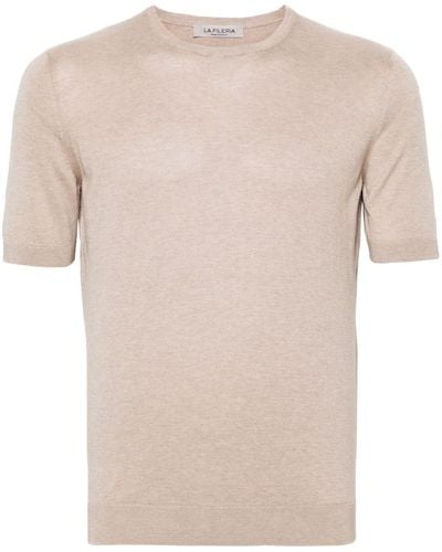 Fileria Short-sleeve Silk Sweater - Natural