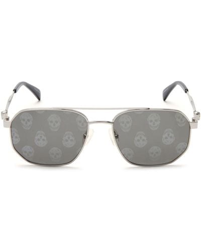 Alexander McQueen Floating Skull Pilot-frame Sunglasses - Grey