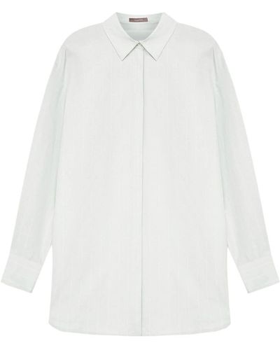 12 STOREEZ Long-sleeve Cotton-blend Shirt - White