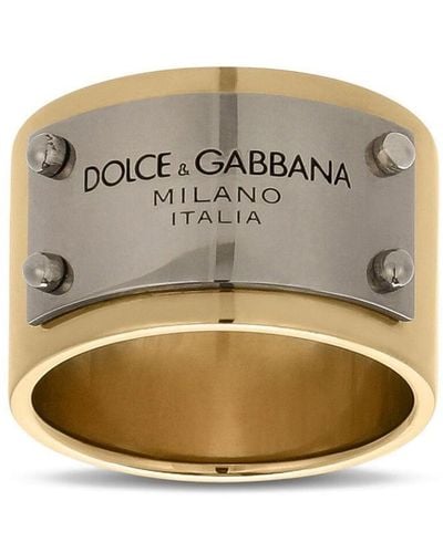 Dolce & Gabbana Ring Met Gegraveerd Logo - Metallic