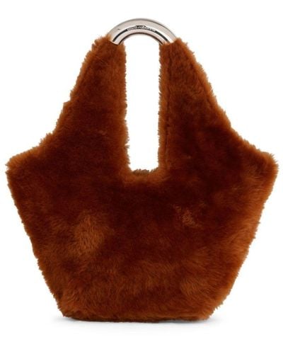 Rabanne Faux-fur Leather Shoulder Bag - Brown