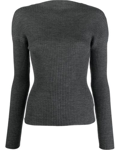 Mrz Ribbed-knit Long-sleeve Top - Black