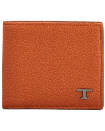 Tod's Logo-plaque Bi-fold Leather Wallet - Orange