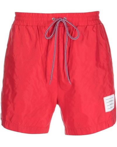 Thom Browne Drawstring-waist Swimming Shorts - Red