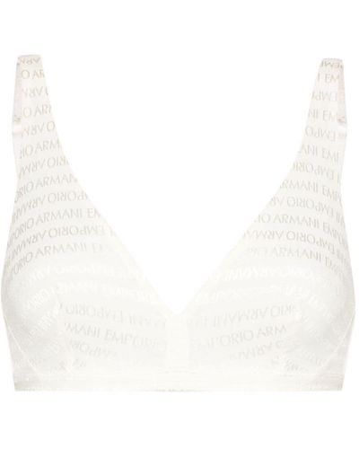 Emporio Armani Brassière à bande logo - Blanc